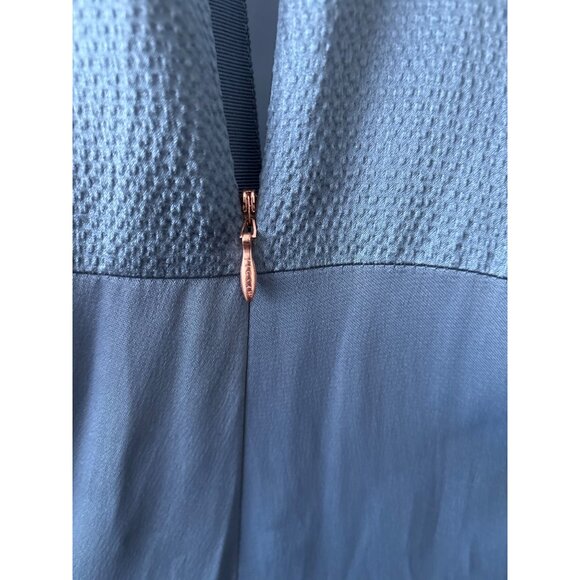 Jigsaw Dress Sz 12 Silk Midi Blue Designer Quiet Luxury Open Back Evening Party - Picture 15 of 16